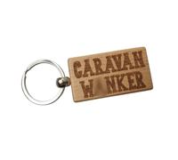 Decalarama Caravan Keyring Gift W*nker Cute Rude Engraved Wooden Key Fob Chain Fun Novelty Nice Owner Present