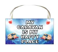 Decalarama Caravan Plaque Gift/Sign - My Caravan Is My Happy Place - Cute Fun Novelty Birthday Present