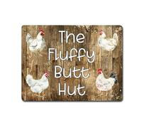 Decalarama Chicken Metal Sign Gift - The Fluffy Butt Hut - Family Fun Animal Drink Home Allotment Novelty Aluminium Present