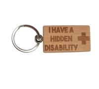 Decalarama Disability Keyring Gift - I Have A Hidden Disability Medical Alert Health Key Ring - Engraved Wooden Key Chain Present