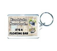 Decalarama Fun Narrowboat Keyring - It's Not Just A Narrowboat It's A Floating Bar - Camping Gift, Cute Birthday Gift