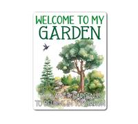 decalarama Garden Metal Sign Gift - Welcome To My Garden - Cute Fun Novelty Positivity Aluminium Present