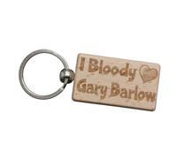 Decalarama Gary Barlow Keyring I Bloody Love Heart Engraved Beech Wood Wooden Rustic Keychain Key Fob