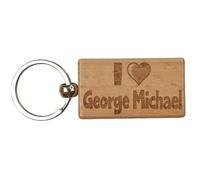 Decalarama George Michael Keyring Gift - I Love Heart - Cute Engraved Wooden Key Fob Fun Novelty Nice Custom Present