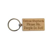 Decalarama German Shepherd Keyring Gift - * Please Me People Do Not - Nice Cute Engraved Wooden Key Fob Novelty Dog Owner Present