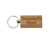 Decalarama Grandad's Shed Keyring Gift - Where Anything Can Be Fixed - Cute Engraved Wooden Funny Novelty Nice Custom Present