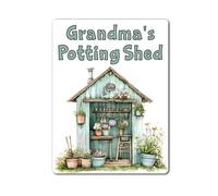 decalarama Grandma Metal Sign Gift - Grandma's Potting Shed - Green - Family Fun Gardening Allotment Novelty Aluminium Present