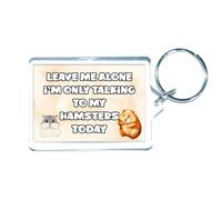 Decalarama Hamster Keyring Gift - Leave Me Alone I'm Only Talking To My * Today - Fun Cute Novelty Present