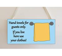 Decalarama Hand Towel Plaque - FOR GUESTS ONLY - Wall/Door MDF Plaque Novelty Gift Present