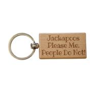 Decalarama Jackapoo Keyring Gift - * Please Me People Do Not - Nice Cute Engraved Wooden Key Fob Novelty Dog Owner Present