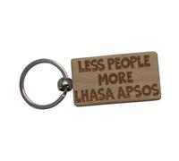 Decalarama Lhasa Apso Keyring Gift Less People More Engraved Beech Wood Wooden Keychain Present