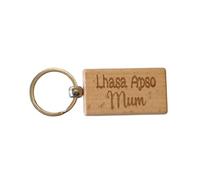 Decalarama Lhasa Apso Mum Keyring Gift - Nice Cute Engraved Wooden Key Fob Novelty Dog Owner Present