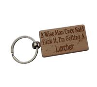 Decalarama Lurcher Keyring Gift A Wise Man Once Said Fuck It I'm Getting A Engraved Beech Wood Wooden Keychain Dog Owner Present