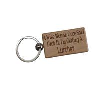 Decalarama Lurcher Keyring Gift A Wise Woman Once Said Fuck It I'm Getting A Engraved Beech Wood Wooden Keychain Dog Owner Present