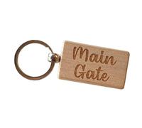 Decalarama Main Gate Keyring Nice Cute Custom Engraved Wooden Key Fob Novelty House Keys Present