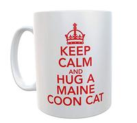 Decalarama Maine Coon Mug Gift - Keep Calm and Hug A Maine Coon Cat - Novelty Cute Tea Coffee Ceramic 10oz Cup