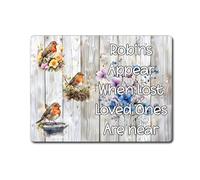 Decalarama Memorial Metal Sign Gift - Robins Appear When Lost Loved Ones Are Near - Family Fun Home Bird Rememberance Novelty Aluminium Present