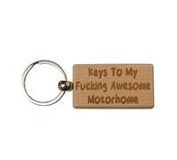 Decalarama Motorhome Keyring Gift - Keys To My Fucking Awesome Motorhome - Nice Cute Engraved Wooden Key Fob Novelty Custom Present