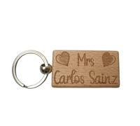 Decalarama Mrs Carlos Sainz Keyring Gift - Engraved Wooden Formula One F1 Team Driver Fan Fun Cute Novelty Present
