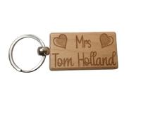 Decalarama Mrs Tom Holland Keyring Gift - Engraved Wood Movie Fan Birthday Fun Cute Novelty Present