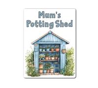 decalarama Mum Metal Sign Gift - Mum's Potting Shed - Blue - Family Fun Gardening Allotment Novelty Aluminium Present