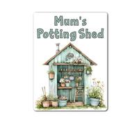 decalarama Mum Metal Sign Gift - Mum's Potting Shed - Green - Family Fun Gardening Allotment Novelty Aluminium Present