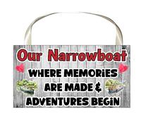 Decalarama Narrowboat Plaque/Sign Gift - Where Memories are Made and Adventures Begin - Cute Novelty Fun Holiday Present