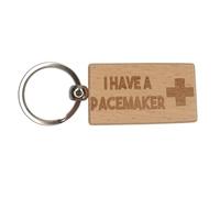 Decalarama Pacemaker Keyring Gift - I Have A Pacemaker Medical Alert Health Key Ring - Engraved Wooden Key Chain Present