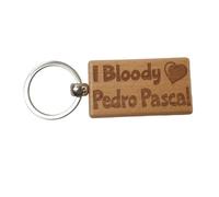 Decalarama Pedro Pascal Keyring Gift - I Bloody Love - Engraved Wooden Movie TV Star Fan Birthday Fun Cute Novelty Present