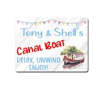 decalarama Personalised Canal Boat Metal Sign Gift - Relax Unwind Enjoy - Cute Fun Novelty Holiday Aluminium Present