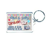 Decalarama Personalised Caravan Keyring Gift - Always At Home Wherever We Roam - Fun Novelty Birthday Present