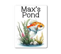 Decalarama Personalised Pond Metal Sign Gift - Any Name Pond - Family Fun Fish Home Novelty Aluminium Present
