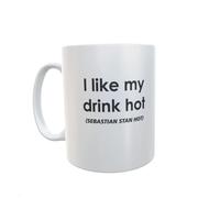 Decalarama Sebastian Stan Mug Gift - I Like My Drink Hot Sebastian Stan Hot - Novelty Movie Star Fan Cup