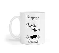 Decalarama Wedding Mug Gift Best Man Novelty Cute Personalised Name and Wedding Date Special Day Keepsake Memento Present