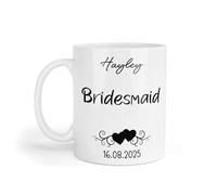 Decalarama Wedding Mug Gift Bridesmaid Novelty Cute Personalised Name and Wedding Date Special Day Keepsake Memento Present