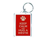 Decalarama Westie Keyring Gift - Keep Calm And Hug A Westie - Fun Cute Dog Owner Lover Novelty Present