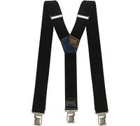 Decalen Mens braces wide adjustable and elastic suspenders Y shape with a very strong clips - Heavy duty (Black 3)