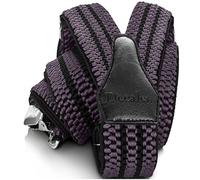 Decalen Mens Braces with Very Strong Clips Heavy Duty Suspenders One Size Fits All Wide Adjustable and Elastic Y Style (Grey Black)