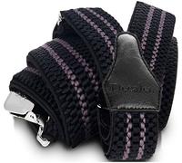 Decalen Mens Braces with Very Strong Clips Heavy Duty Suspenders One Size Fits All Wide Adjustable and Elastic Y Style (Black Grey)