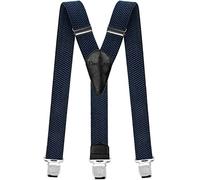 Decalen Mens Braces with Very Strong Metal Clips Wide 4 cm 1.5 inch Heavy Duty Suspenders One Size Fits All Men and Women Adjustable and Elastic Y Style (Blue)