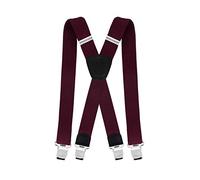 Decalen Mens Braces with Very Strong Metal Clips Wide 4 cm 1.5 inch Heavy Duty Suspenders One Size Fits All Men and Women Adjustable and Elastic X Form (Maroon)