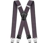 Decalen Mens Braces with Very Strong Metal Clips Wide 4 cm 1.5 inch Heavy Duty Suspenders One Size Fits All Men and Women Adjustable and Elastic X Form (Grey)