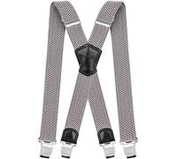 Decalen Mens Braces with Very Strong Metal Clips Wide 4 cm 1.5 inch Heavy Duty Suspenders One Size Fits All Men and Women Adjustable and Elastic X Form (Light Silver)
