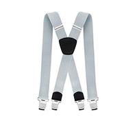 Decalen Mens Braces with Very Strong Metal Clips Wide 4 cm 1.5 inch Heavy Duty Suspenders One Size Fits All Men and Women Adjustable and Elastic X Form (Silver)