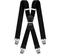 Decalen Mens Braces X Style Very Strong Clips Adjustable One Size Fits All Heavy Duty (Black 2), One Size - Long