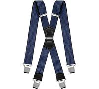 Decalen Mens Braces X Style Very Strong Clips Adjustable One Size Fits All Heavy Duty (Blue)