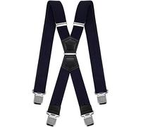 Decalen Mens Braces X Style Very Strong Clips Adjustable One Size Fits All Heavy Duty (Navy Blue)