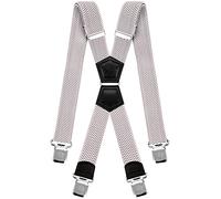 Decalen Mens Braces X Style Very Strong Clips Adjustable One Size Fits All Heavy Duty (Silver), One Size - Long
