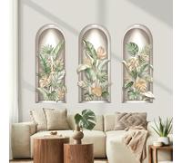 decalmile 3D Boho Palm Leaves Wall Stickers Tropical Leaf Green Plants Wall Decals Living Room Bedroom Sofa Background Home Decor