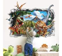 decalmile 3D Dinosaur Crack Hole Tropical Dino Wall Decals Stickers